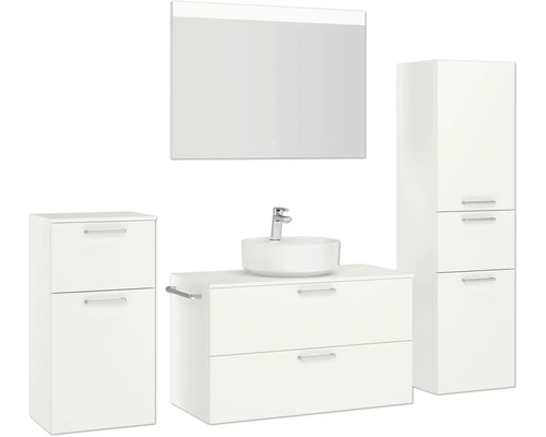Badezimmermöbelset mit Waschtisch, Spiegel und Schrank