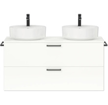 Waschtischunterschrank mit zwei Waschbecken und Schubladen