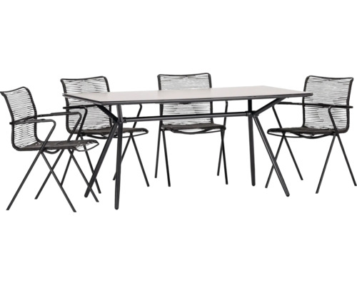 Gartenmöbelset Acamp 4 -Sitzer bestehend aus: Tisch, 4 Sessel Aluminium Kunststoff Stahl anthrazit