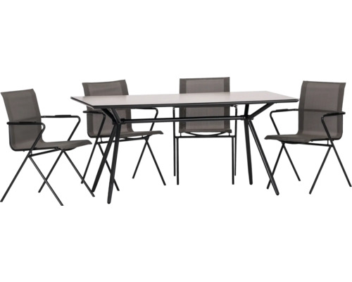 Gartenmöbelset Acamp 4 -Sitzer bestehend aus: Tisch, 4 Sessel Aluminium Stahl Textil Anthrazit