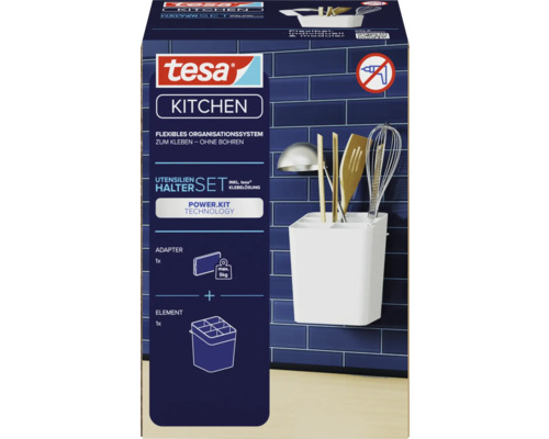 Support ustensiles de cuisine Tesa à coller sans percer