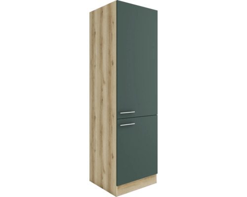 Armoire à provisions Optifit Savona405 lxpxh 60 x 57,1 x 206,8 cm couleur de façade vert mat couleur du corps chêne sauvage tirant réversible (peut être monté à gauche ou à droite)