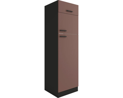 Optifit Armoire réfrigérée pour réfrigérateur encastrable 145 Nizza407 LxPxH 60x57,1x206,8 cm rouille mat démontée Butée réversible (montage à gauche ou à droite)