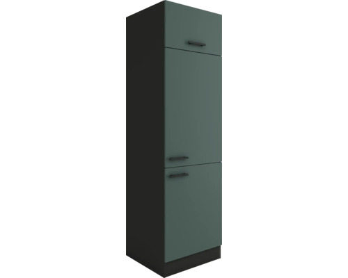 Optifit Kühlumbauschrank für 88er Einbaukühlschrank Verona405 BxTxH 60x57,1x206,8 cm grün matt zerlegt Anschlag reversibel (links oder rechts montierbar)