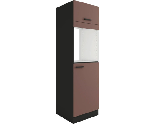 Optifit Backofenhochschrank mit Tür Kühlumbauschrank für 158er Einbaukühlschrank Nizza407 BxTxH 60 x 57,1 x 206,8 cm rostrot matt zerlegt Anschlag reversibel KUNI HOMK660-9+ Küchenhochschrank mit zwei Türen und Einlegeböden