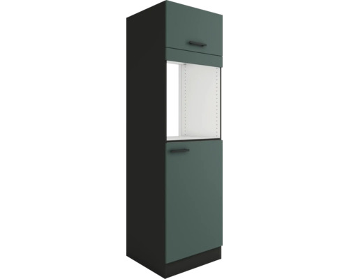 Optifit Armoire haute pour four avec porte Armoire réfrigérée pour réfrigérateur encastrable 158 Verona405 LxPxH 60x57,1x206,8 cm vert mat démonté Butée réversible (montage à gauche ou à droite)