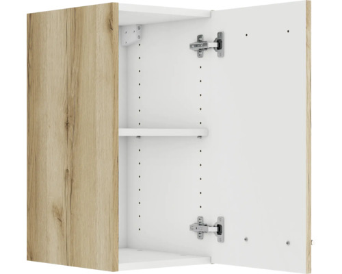 Élément haut ouvert avec une étagère et une porte à décor bois