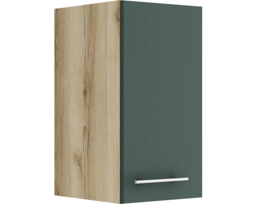 Armoire suspendue Optifit Savona405 lxpxh 30 x 34,6 x 57,6 cm couleur de façade vert mat couleur du corps chêne sauvage tirant réversible (peut être monté à gauche ou à droite)