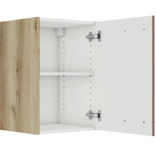 Offener Hängeschrank mit Einlegeboden und Holztür