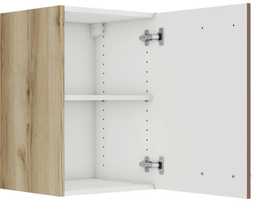 Offener Hängeschrank mit Einlegeboden und Holztür