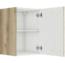 Offener Hängeschrank mit Einlegeböden und Holztür