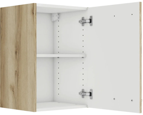 Offener Hängeschrank mit Einlegeböden und Holztür