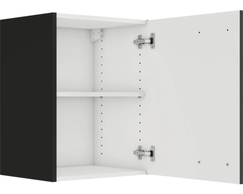 Wandschrank mit offener Tür und Regalboden