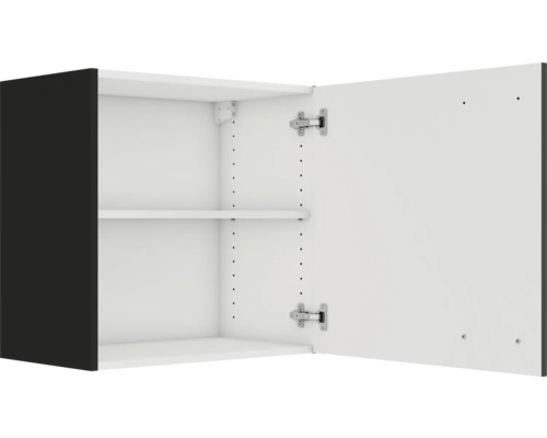 Wandschrank mit offener Tür und Regalböden