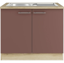 Optifit Spülenschrank inkl Spüle Bari407 BxTxH 100 x 60 x 84,8 cm rostrot matt zerlegt KUBA SAPL106-9+