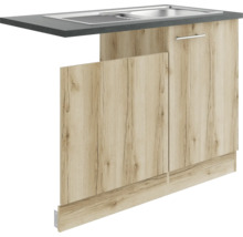 Optifit Spülenschrank inkl Spüle Geschirrspülerblende für teilintegrierten Geschirrspüler Livorno290 BxTxH 110 x 60 x 84,8 cm wildeiche matt strukturiert zerlegt Anschlag reversibel KULI SAPLT11-9+