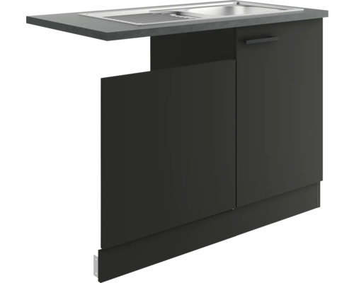 Optifit Spülenschrank inkl Spüle Geschirrspülerblende für teilintegrierten Geschirrspüler Madrid420 BxTxH 110 x 60 x 84,8 cm anthrazit matt zerlegt Anschlag reversibel KUMA SAPLT11-9+ Küchenspüle mit Unterschrank für die Küche