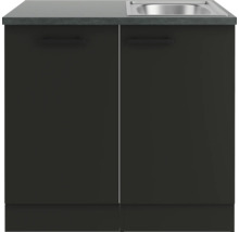 Optifit Spülenschrank inkl Spüle Geschirrspülerblende für vollintegrierte Geschirrspüler Madrid420 BxTxH 90 x 60 x 84,8 cm anthrazit matt zerlegt Anschlag reversibel KUMA SAPLTL9-9+