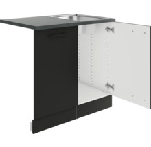 Optifit Spülenschrank inkl Spüle Geschirrspülerblende für vollintegrierte Geschirrspüler Madrid420 BxTxH 90 x 60 x 84,8 cm anthrazit matt zerlegt Anschlag reversibel KUMA SAPLTL9-9+