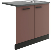 Optifit Spülenschrank inkl Spüle Geschirrspülerblende für vollintegrierte Geschirrspüler Nizza407 BxTxH 90 x 60 x 84,8 cm rostrot matt zerlegt Anschlag reversibel KUNI SAPLTL9-9+