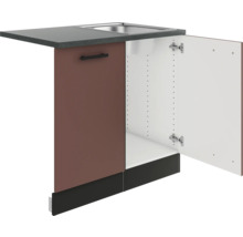 Optifit Spülenschrank inkl Spüle Geschirrspülerblende für vollintegrierte Geschirrspüler Nizza407 BxTxH 90 x 60 x 84,8 cm rostrot matt zerlegt Anschlag reversibel KUNI SAPLTL9-9+