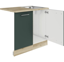 Spülenunterschrank mit Spüle und offener Tür
