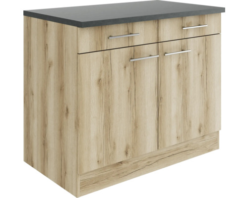 Meuble bas avec tiroir et porte pivotante Optifit Livorno290 lxpxh 100 x 60 x 84,8 cm couleur de façade chêne sauvage mat structuré couleur du corps chêne sauvage