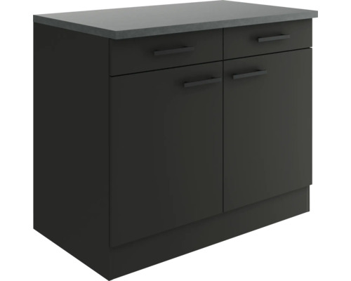 Meuble bas avec tiroir et porte pivotante Optifit Madrid420 lxpxh 100 x 60 x 84,8 cm couleur de façade anthracite mat couleur du corps gris