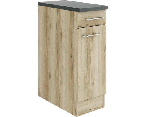 Meuble bas avec tiroir et porte pivotante Optifit Livorno290 lxpxh 30 x 60 x 84,8 cm couleur de façade chêne sauvage mat structuré couleur du corps chêne sauvage tirant réversible (peut être monté à gauche ou à droite)