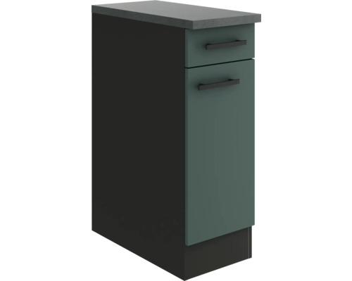 Meuble bas avec tiroir et porte pivotante Optifit Verona405 lxpxh 30 x 60 x 84,8 cm couleur de façade vert mat couleur du corps gris tirant réversible (peut être monté à gauche ou à droite)