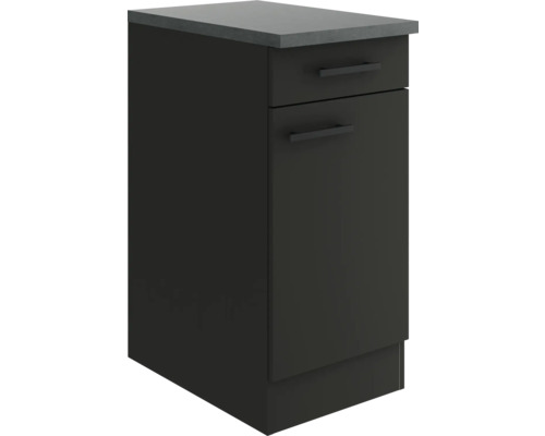 Optifit Unterschrank mit Schublade und Drehtür Madrid420 BxTxH 40 x 60 x 84,8 cm anthrazit matt zerlegt Anschlag reversibel KUMA U406-9+ Unterschrank mit Schublade und Tür für Küchen