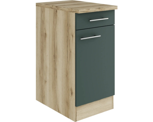 Optifit Unterschrank mit Schublade und Drehtür Savona405 BxTxH 40 x 60 x 84,8 cm grün matt zerlegt Anschlag reversibel KUSA U406-9+ Küchenunterschrank mit Schublade und Tür