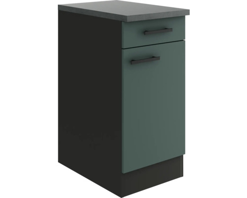 Optifit Unterschrank mit Schublade und Drehtür Verona405 BxTxH 40 x 60 x 84,8 cm grün matt zerlegt Anschlag reversibel KUVE U406-9+ Küchenunterschrank mit Schublade und Tür