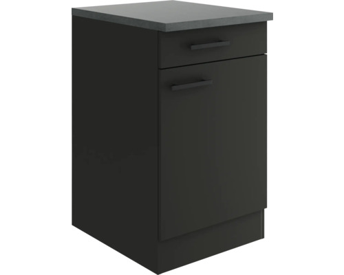 Optifit Unterschrank mit Schublade und Drehtür Madrid420 BxTxH 50 x 60 x 84,8 cm anthrazit matt zerlegt Anschlag reversibel KUMA U506-9+ Unterschrank mit Schublade und Tür für Küchen oder Badezimmer