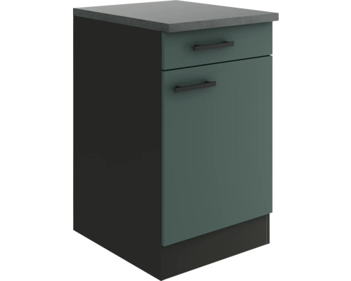 Optifit Unterschrank mit Schublade und Drehtür Verona405 BxTxH 50 x 60 x 84,8 cm grün matt zerlegt Anschlag reversibel KUVE U506-9+ Unterschrank mit Schublade und Tür für den Küchenbereich
