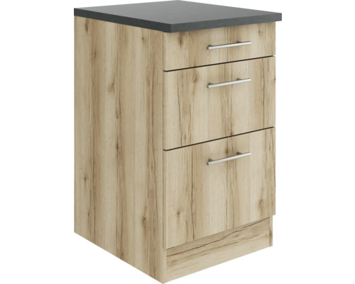 Meuble bas tiroir Optifit Livorno290 lxpxh 50 x 60 x 84,8 cm chêne sauvage structuré mat démonté Meuble bas tiroir Optifit Livorno290 lxpxh 50 x 60 x 84,8 cm chêne sauvage structuré mat démonté