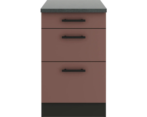 Unterschrank mit drei Schubladen und Griffen
