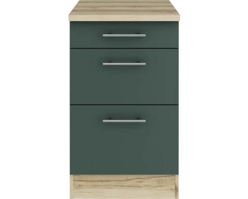 Küchenunterschrank mit drei Schubladen und Griffen