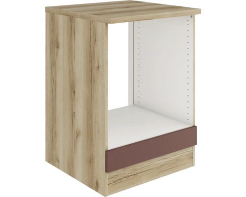 Optifit Herdumbauschrank Bari407 BxTxH 60 x 60 x 84,8 cm Frontfarbe rostrot matt Korpusfarbe wildeiche