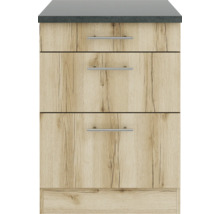 Meuble bas à tiroirs Optifit Livorno290 lxpxh 60 x 60 x 84,8 cm couleur de façade chêne sauvage mat structuré couleur du corps chêne sauvage