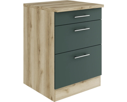 Optifit Schubladenunterschrank Savona405 BxTxH 60 x 60 x 84,8 cm grün matt zerlegt KUSA U636-9+ Optifit Schubladenunterschrank Savona405 BxTxH 60 x 60 x 84,8 cm grün matt zerlegt KUSA U636-9+