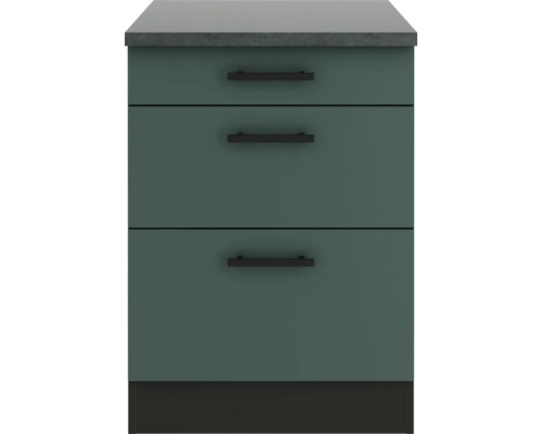 Unterschrank mit drei Schubladen und Griffen