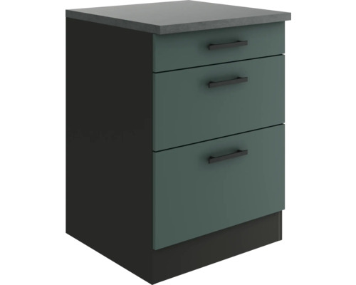 Optifit Schubladenunterschrank Verona405 BxTxH 60 x 60 x 84,8 cm grün matt zerlegt KUVE U636-9+ Optifit Schubladenunterschrank Verona405 BxTxH 60 x 60 x 84,8 cm grün matt zerlegt KUVE U636-9+