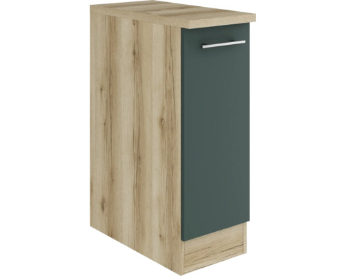 Meuble bas Optifit Savona405 lxpxh 30 x 60 x 84,8 cm couleur de façade vert mat couleur du corps chêne sauvage