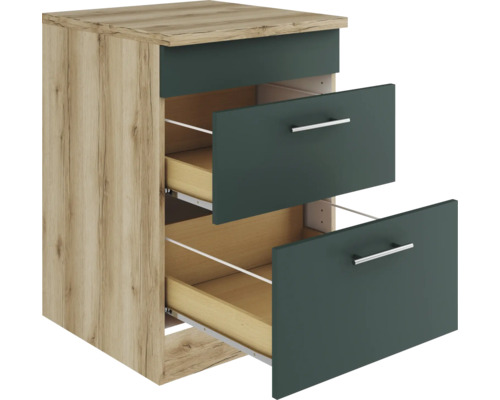 Nachttisch mit zwei Schubladen und Holzstruktur