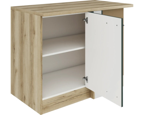 Meuble bas ouvert avec étagères et porte