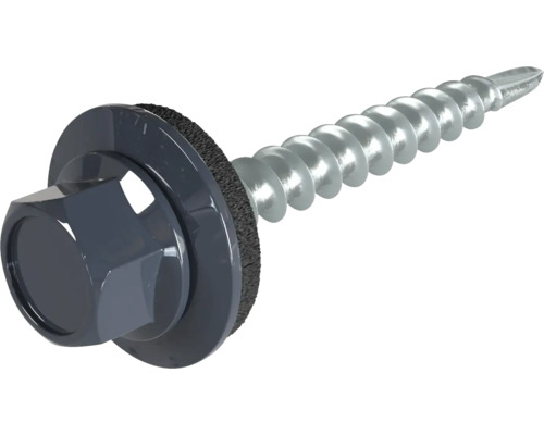Vis PRECIT 4,8 mm x 35 mm gris anthracite RAL 7016 paquet = 100 pces Vis de toiture avec rondelle d''étanchéité