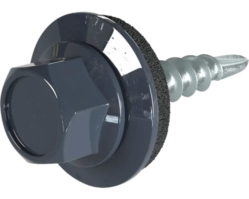Vis PRECIT 4,8 mm x 20 mm gris anthracite RAL 7016 paquet = 100 pces Vis à tôle avec rondelle d''étanchéité