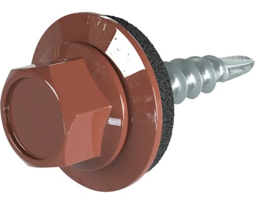Vis PRECIT 4,8 mm x 20 mm brun rouge RAL 8012 paquet = 100 pces Vis de construction de toit avec rondelle d''étanchéité