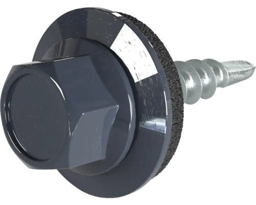 Vis PRECIT 4,8 mm x 19 mm gris anthracite RAL 7016 paquet = 100 pces Vis à tôle avec rondelle d''étanchéité et tête hexagonale